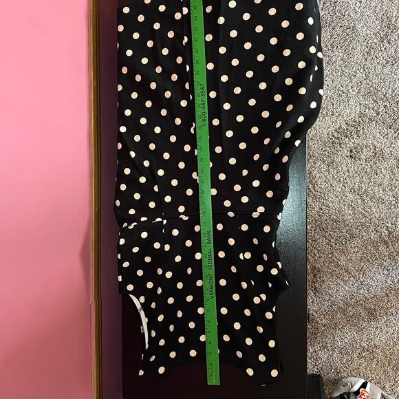 Ann Taylor V Neck Cotton Midi Dress Black wPolka Dots Size 8 - Picture 8 of 12